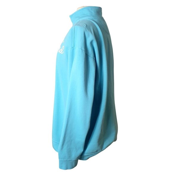 Comfort Colors Womens Be Kind Sweatshirt XL Teal Blue Quarter-Zip Pullover Chic - Picture 2 of 6